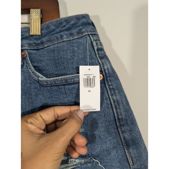 NWT Old Navy Shorts Women Plus 20 Blue Medium Wash High Rise Secret Pockets - Picture 4 of 9